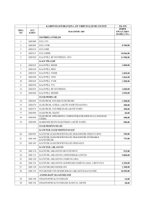 KARDİYOLOJİ BRANŞINA AİT TIBBİ MALZEME LİSTESİ EK