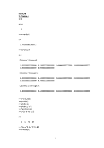 MATLAB - Tutorial I