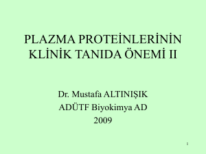 Plazma Proteinleri ve Klinik Tanıda Önemi II