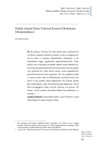 Politik Alanda Dinin Yönetsel Kontrol İdeolojisine Dönüştürülmesi