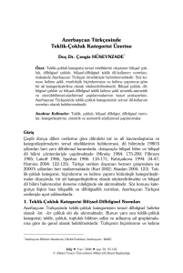 Azerbaycan Türkçesinde Teklik-Çokluk Kategorisi