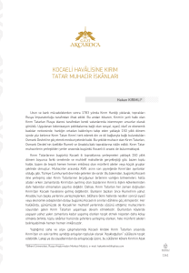 Doç. Dr. Hakan KIRIMLI-Kocaeli Havâlisine Kırım Tatar Muhacir