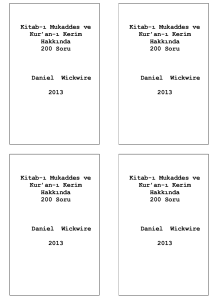 Kitab-ı Mukaddes ve Kur`an-ı Kerim Hakkında 200 Soru Daniel