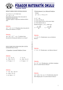 İKİNCİ DERECEDEN DENKLEMLER