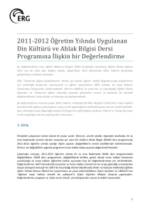 2011-‐2012 Öğretim Yılında Uygulanan Din Kültürü