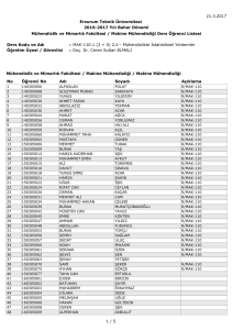 21.3.2017 Mühendislik ve Mimarlık Fakültesi / Makine Mühendisliği