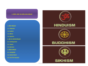1. HİNT DİNLERİ 1.1. Hinduizm 1.2. Budizm 1.3