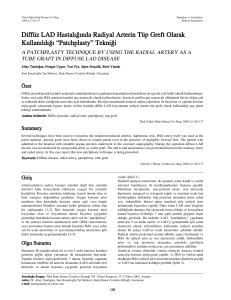 Diffüz LAD Hastalığında Radiyal Arterin Tüp Greft Olarak Kullanıldığı