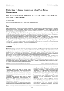 Göğüs Kalp ve Damar Cerrahisinde Ulusal Veri Tabanı Oluşturulması