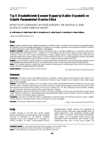 Tip II Diyabetiklerde Koroner Bypass`ın Kalbin Diyastolik ve Sistolik