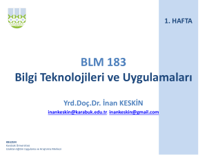 BLM 183 Bilgi Teknolojileri ve Uygulamalar*