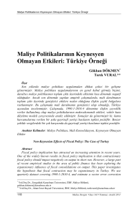 Maliye Politikalarının Keynesyen Olmayan Etkileri: Türkiye Örneği