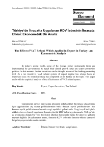 Türkiye`de İhracatta Uygulanan KDV İadesinin İhracata Etkisi