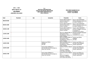 Kök Hücre Anabilim Dalı Haftalık Ders Programı