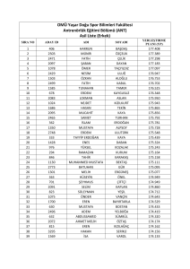 Antrenörlük Eğitimi Bölümü Kazanan Erkek Aday Listesi