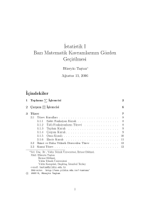 ˙Istatistik I Bazı Matematik Kavramlarının Gözden Geçirilmesi