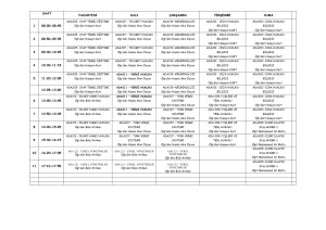 SAAT PAZARTESİ SALI ÇARŞAMBA PERŞEMBE CUMA 1 08:00