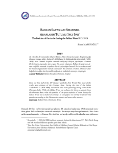Sinan MARUFOĞLU – Balkan Savaşları Sırasında Arapların Tutumu