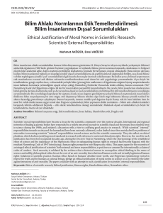 Bilim Ahlakı Normlarının Etik Temellendirilmesi