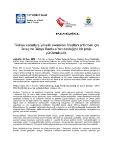 BASIN BİLDİRİSİ Türkiye kadınlara yönelik ekonomik fırsatları