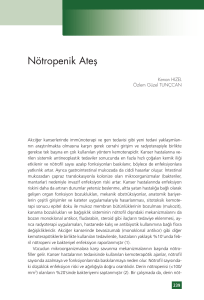 Nötropenik Ateş - Türkiye Solunum Araştırmaları Derneği