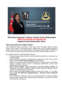 TBD Ankara Şubemiz 5. Dönem Yönetim Kurulu Başkanlığına