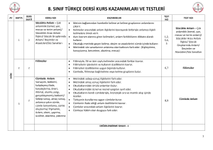 8. sınıf türkçe dersi kurs kazanımları ve testleri