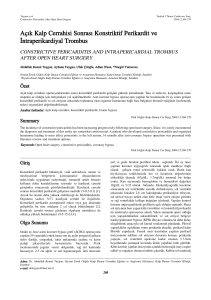 Açık Kalp Cerrahisi Sonrası Konstriktif Perikardit ve İntraperikardiyal