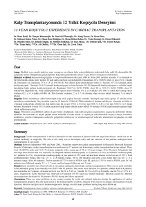 Kalp Transplantasyonunda 12 Yıllık Koşuyolu Deneyimi