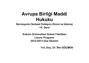Sermayenin Serbest Dolaşımı - Ankara Üniversitesi Açık Ders