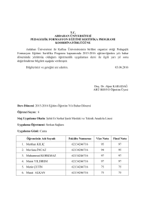 T.C. ARDAHAN ÜNİVERSİTESİ PEDAGOJİK FORMASYON EĞİTİMİ