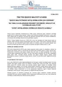 tisk`ten işgücü maliyeti uyarısı - Türkiye İşveren Sendikaları