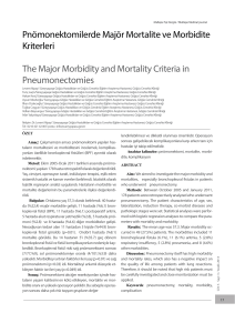 Pnömonektomilerde Majör Mortalite ve Morbidite Kriterleri The Major