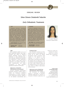 Early Orthodontic Treatments - Turkish Journal of Orthodontics