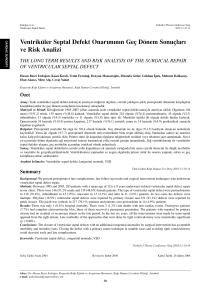 Ventriküler Septal Defekt Onar›m›n›n Geç Dönem Sonuçlar› ve Risk