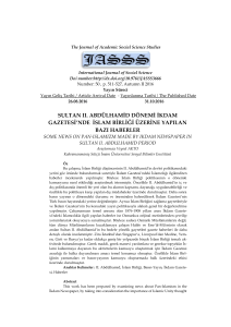 sultan ıı. abdülhamid dönemi ikdam gazetesi`nde islam birliği