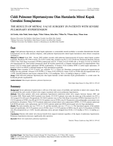 Ciddi Pulmoner Hipertansiyonu Olan Hastalarda Mitral Kapak