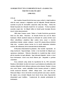 ıı.meşrutiyet`ten cumhuriyete batı anadolu`da üretim ve dış ticaret