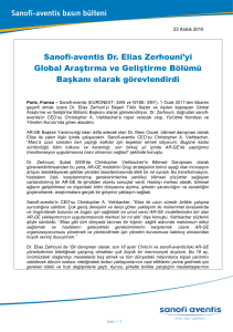 Sanofi-aventis Dr. Elias Zerhouni`yi Global Araştırma ve Geliştirme