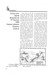 Türkiye`deki Sismik Boşluklar we 27 Haziran 1998 Ceyhan (Adana