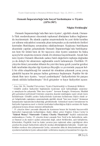 19 Sayfa Osmanlı İmparatorluğu`nda Sosyal Yardımlaşma ve Tiyatro