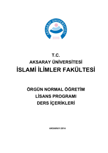 tc aksaray üniversitesi islami ilimler fakültesi örgün normal öğretim