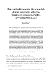 Deneyselin Zemininde Bir Mimarlığı Okuma Denemesi: Vitruvius