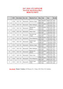 2017-2018 GÜZ DÖNEMİ MAT103 MATEMATİK I DERS İÇERİĞİ