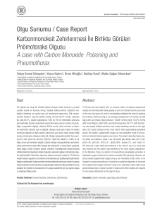 Olgu Sunumu / Case Report Karbonmonoksit Zehirlenmesi İle