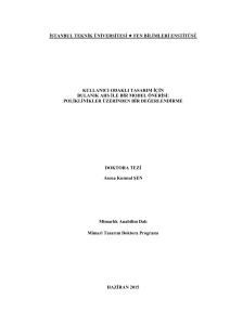 istanbul teknik üniversitesi fen bilimleri enstitüsü doktora tezi haziran