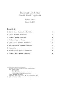 Istatistik I Ders Notları Sürekli Rassal De˘giskenler