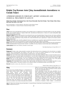 Erişkin Yaş Koroner Arter Çıkış Anomalilerinde Ateroskleroz ve
