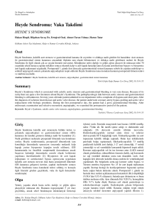 Heyde Sendromu: Vaka Takdimi - Türk Göğüs Kalp Damar Cerrahisi
