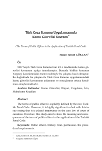 Türk Ceza Kanunu Uygulamasında Kamu Görevlisi